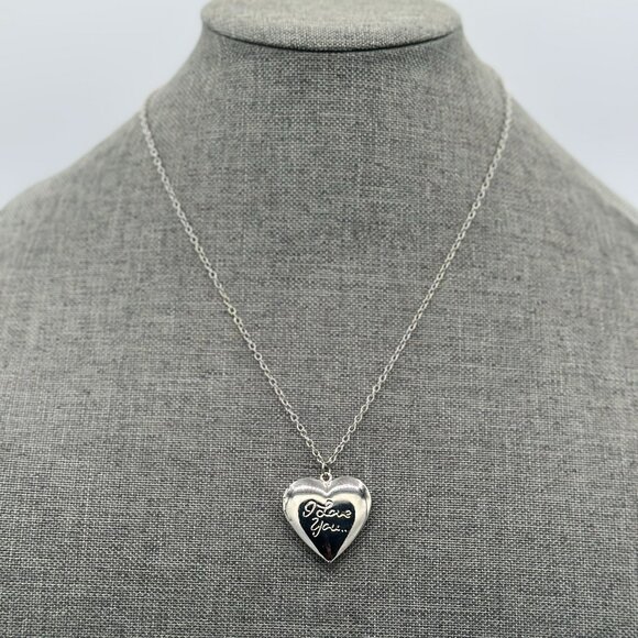Jewelry - NWT Silver Heart Locket Necklace – “I Love You” Engraved Pendant
